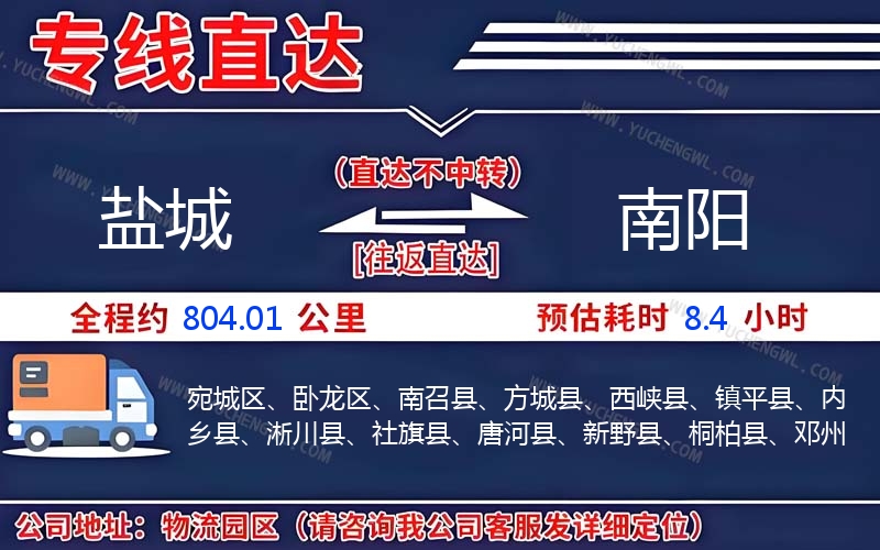 鹽城到南陽物流公司