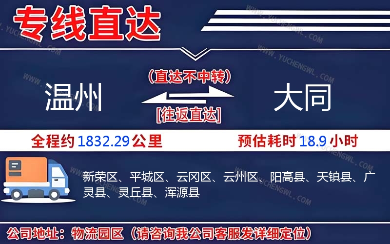 溫州到大同物流公司